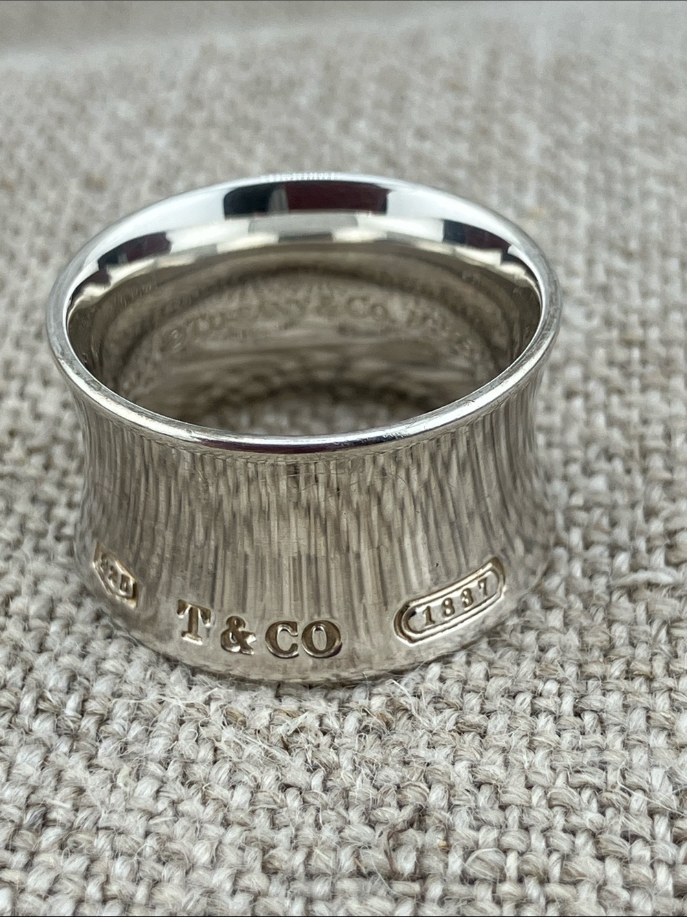 Tiffany & Co. Hammered Sterling Wide Band Ring - Silver